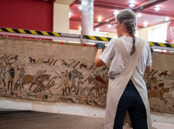 Watch the video of the Bayeux Tapestry being removed